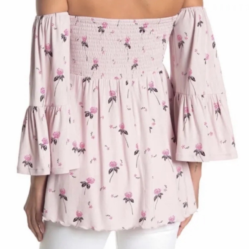 Free People Pink Cloud Berry Off Shoulder Top, M - Picture 2 of 10